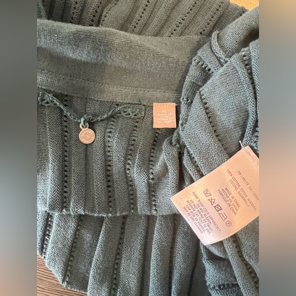 NEW Anthropologie Pollyella Pleated Cardigan by Knitted & Knotted Blue Green XL - Picture 5 of 7